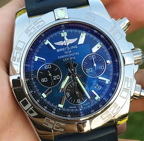 breitling chronograph blue face|breitling chronomat blue dial.